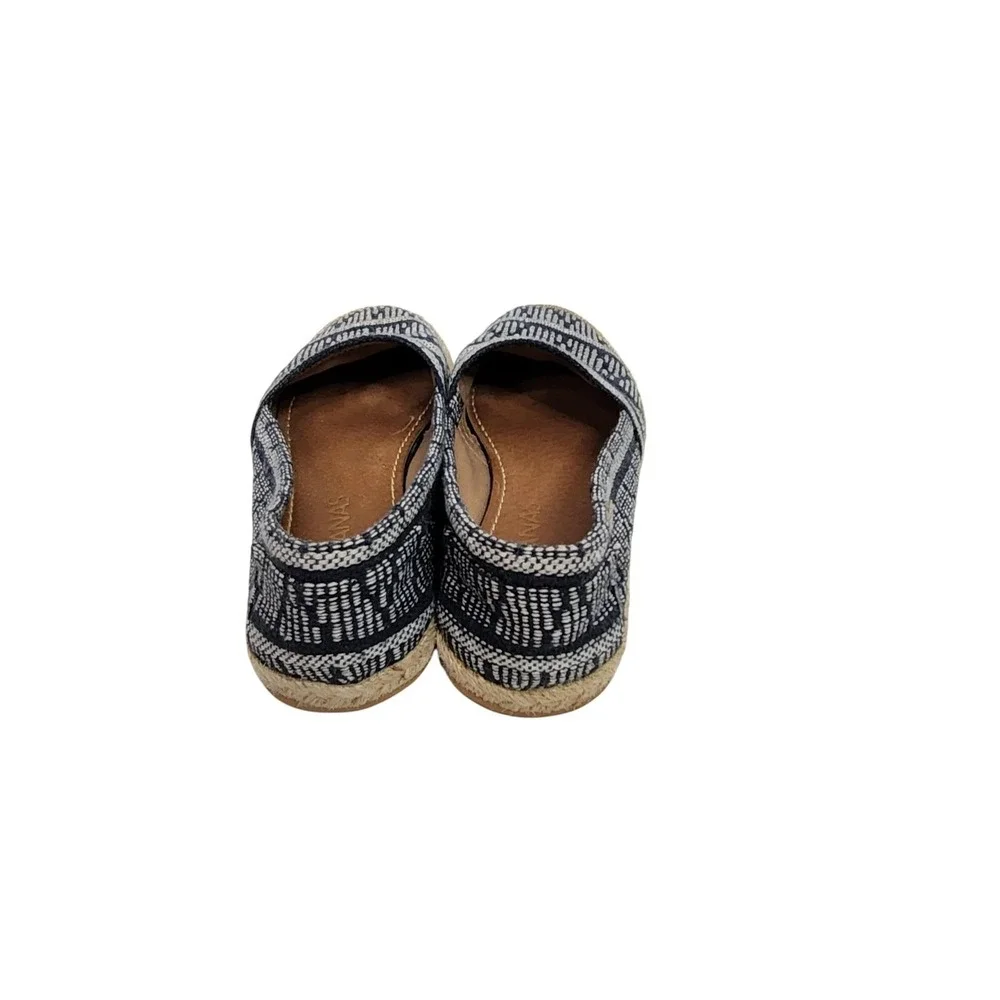 KAANAS Shoes‎ Womens 38 7.5 Navy White Woven Espadrille Slip On Flats Jute Sole